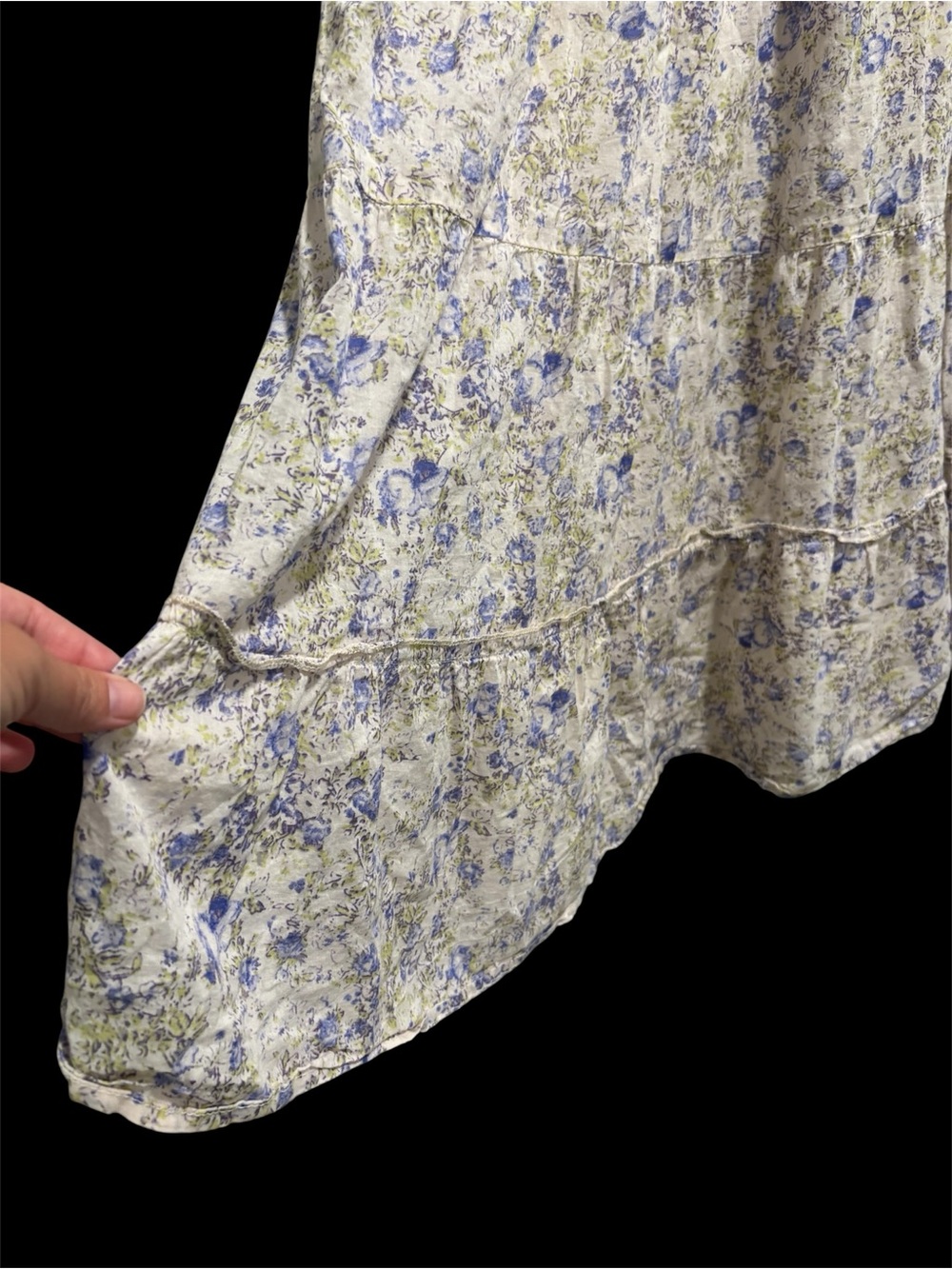Sim and Sam Boho Smocked Ruffle Swirl Maxi Dress | Medium - Picture 6 of 12